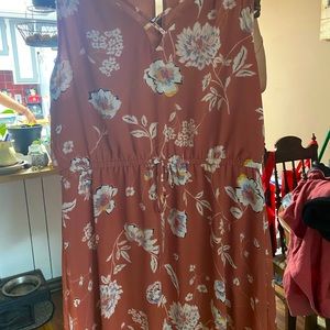 Floral Lattice Neck Dress